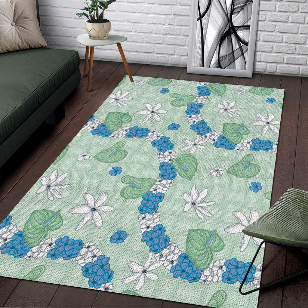 Hawaii Anthurium Tiare Pikake Lei Area Rug Omaomao Lauhala Art Pattern