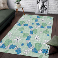 Hawaii Anthurium Tiare Pikake Lei Area Rug Omaomao Lauhala Art Pattern