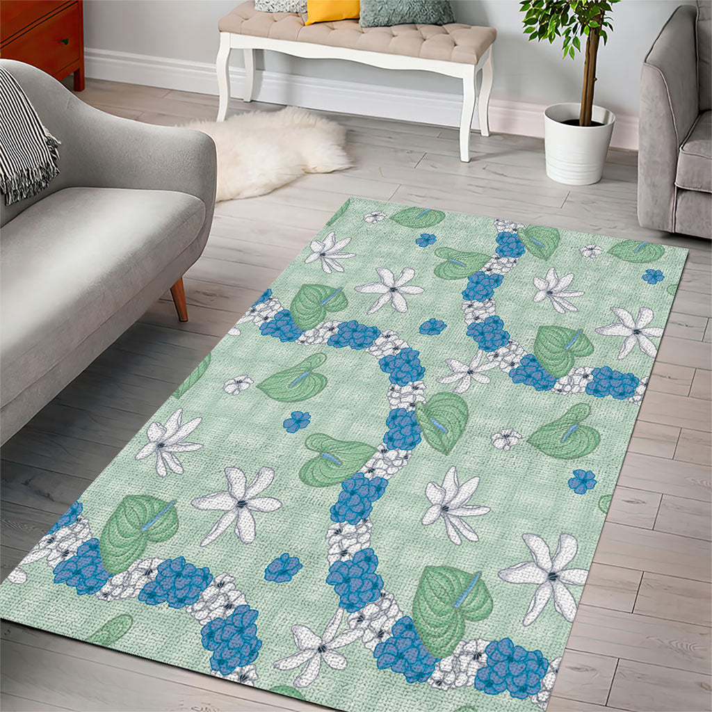 Hawaii Anthurium Tiare Pikake Lei Area Rug Omaomao Lauhala Art Pattern