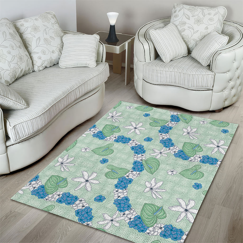 Hawaii Anthurium Tiare Pikake Lei Area Rug Omaomao Lauhala Art Pattern