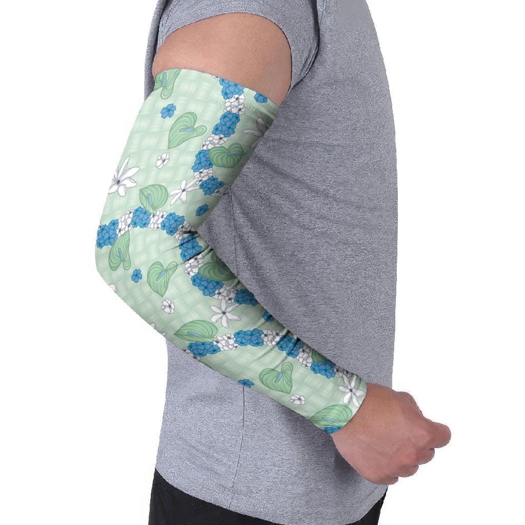 Hawaii Anthurium Tiare Pikake Lei Arm Sleeves Omaomao Lauhala Art Pattern LT01 - Polynesian Pride