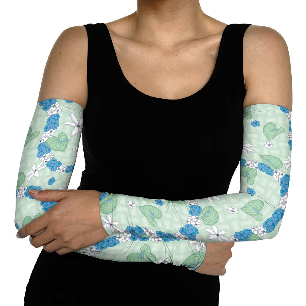 Hawaii Anthurium Tiare Pikake Lei Arm Sleeves Omaomao Lauhala Art Pattern LT01 - Polynesian Pride