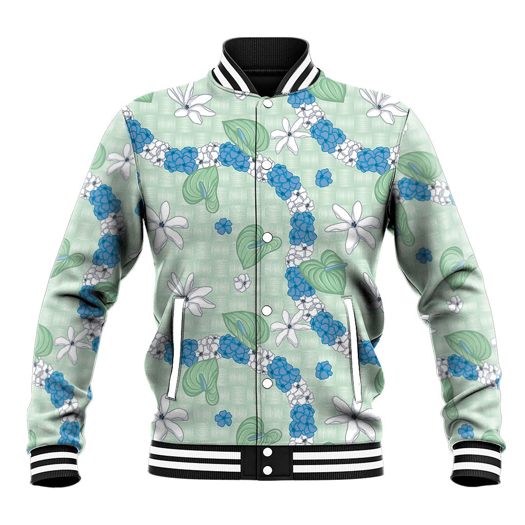 Hawaii Anthurium Tiare Pikake Lei Baseball Jacket Omaomao Lauhala Art Pattern