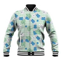 Hawaii Anthurium Tiare Pikake Lei Baseball Jacket Omaomao Lauhala Art Pattern LT01 Unisex Green - Polynesian Pride