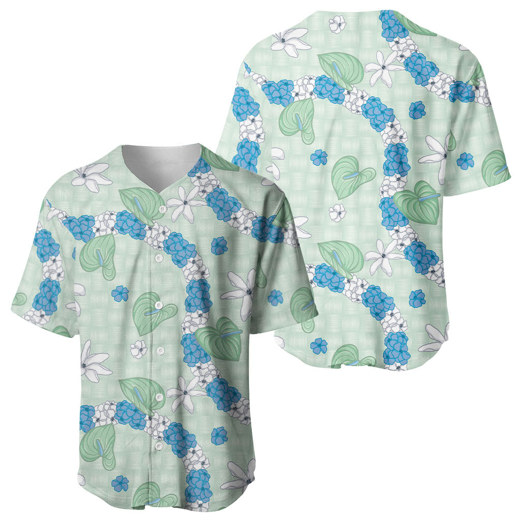 Hawaii Anthurium Tiare Pikake Lei Baseball Jersey Omaomao Lauhala Art Pattern LT01 - Polynesian Pride