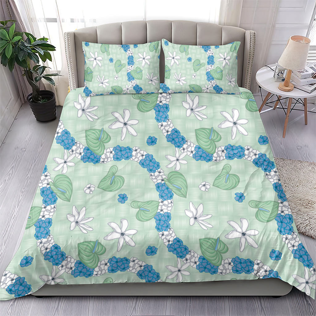 Hawaii Anthurium Tiare Pikake Lei Bedding Set Omaomao Lauhala Art Pattern LT01 - Polynesian Pride