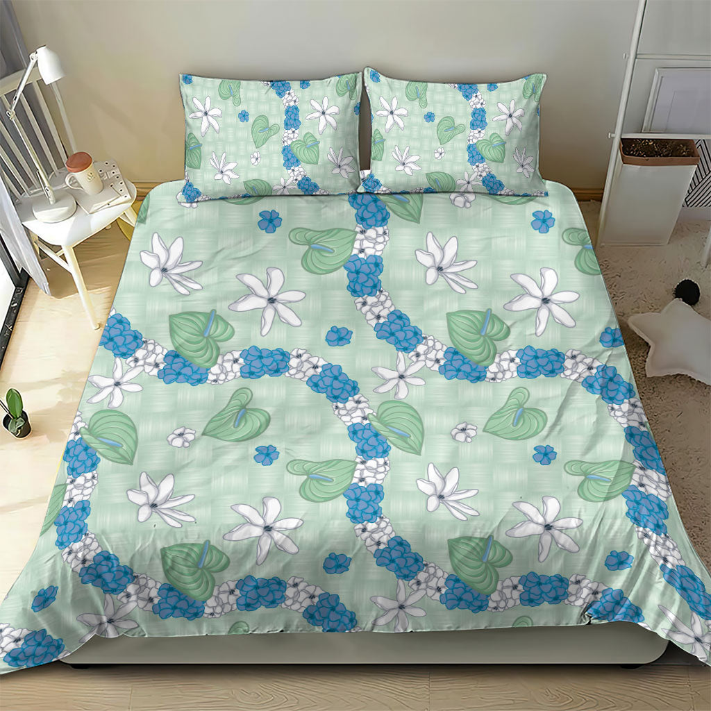 Hawaii Anthurium Tiare Pikake Lei Bedding Set Omaomao Lauhala Art Pattern LT01 - Polynesian Pride