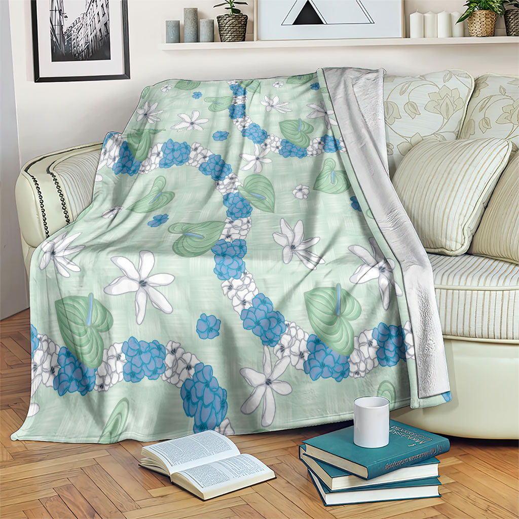 Hawaii Anthurium Tiare Pikake Lei Blanket Omaomao Lauhala Art Pattern LT01 Green - Polynesian Pride