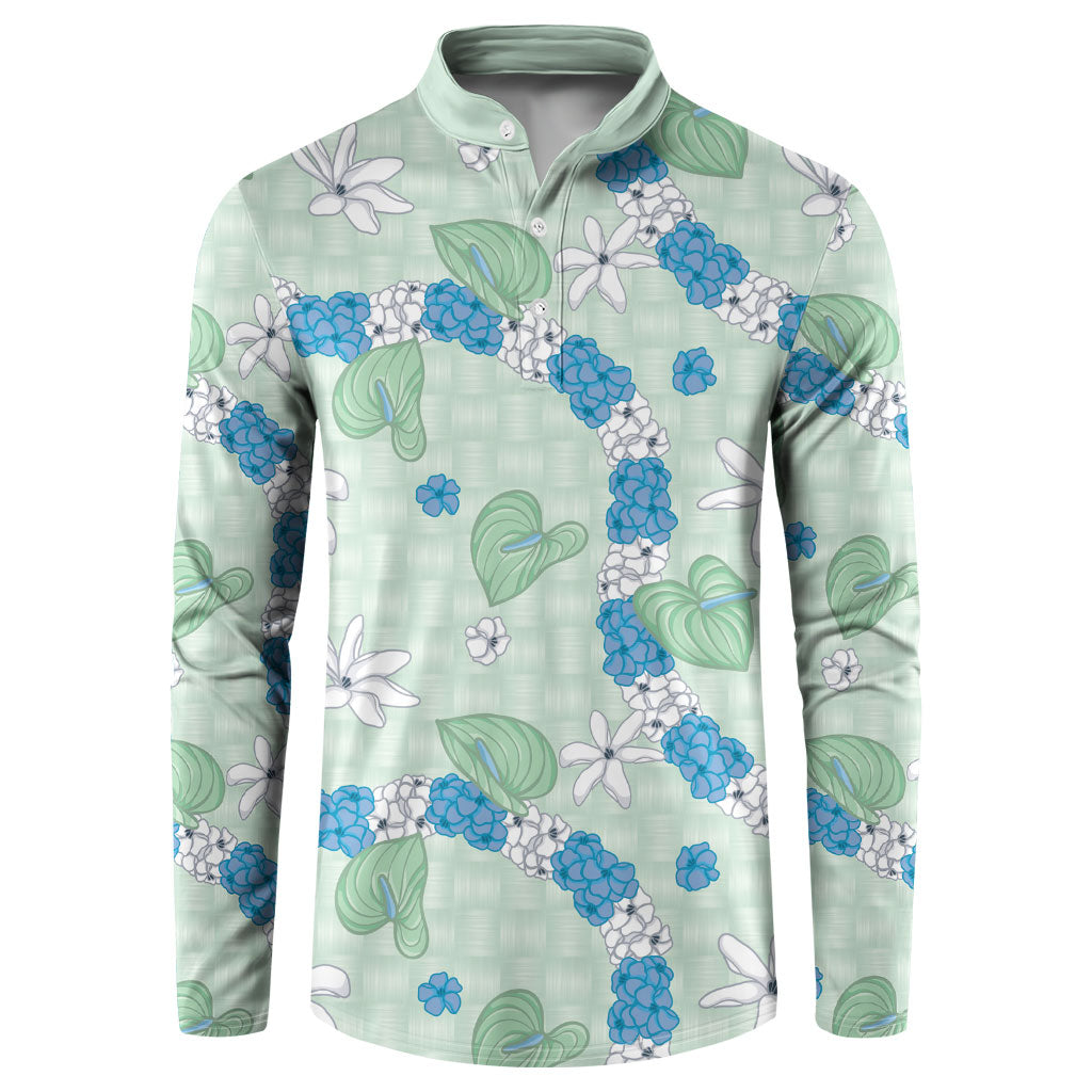 Hawaii Anthurium Tiare Pikake Lei Button Sweatshirt Omaomao Lauhala Art Pattern