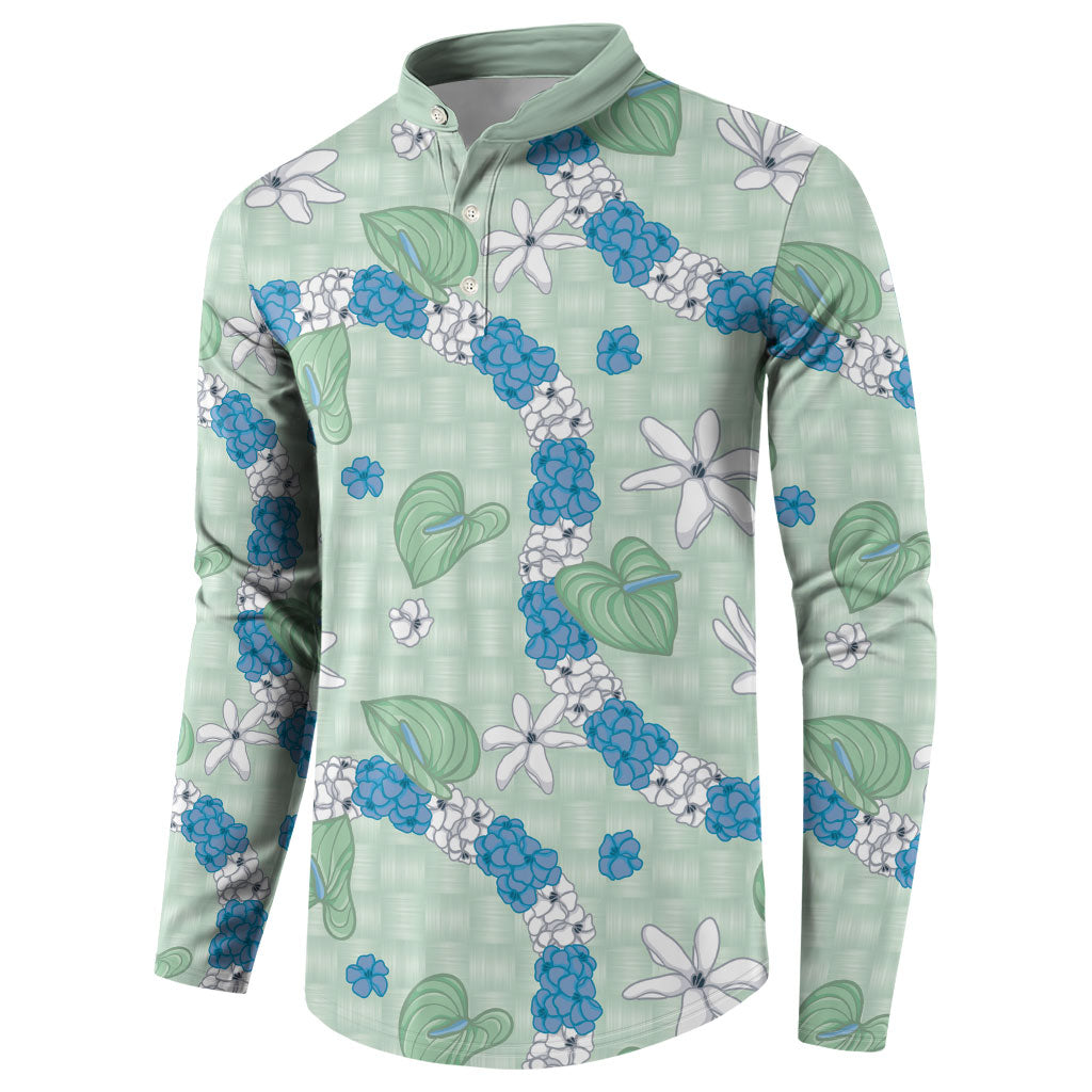Hawaii Anthurium Tiare Pikake Lei Button Sweatshirt Omaomao Lauhala Art Pattern