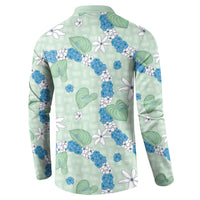 Hawaii Anthurium Tiare Pikake Lei Button Sweatshirt Omaomao Lauhala Art Pattern