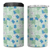 Hawaii Anthurium Tiare Pikake Lei 4 in 1 Can Cooler Tumbler Omaomao Lauhala Art Pattern LT01 One Size: 16 oz Green - Polynesian Pride