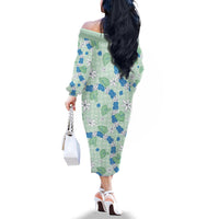 Hawaii Anthurium Tiare Pikake Lei Family Matching Off The Shoulder Long Sleeve Dress and Hawaiian Shirt Omaomao Lauhala Art Pattern