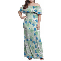 Hawaii Anthurium Tiare Pikake Lei Family Matching Off Shoulder Maxi Dress and Hawaiian Shirt Omaomao Lauhala Art Pattern