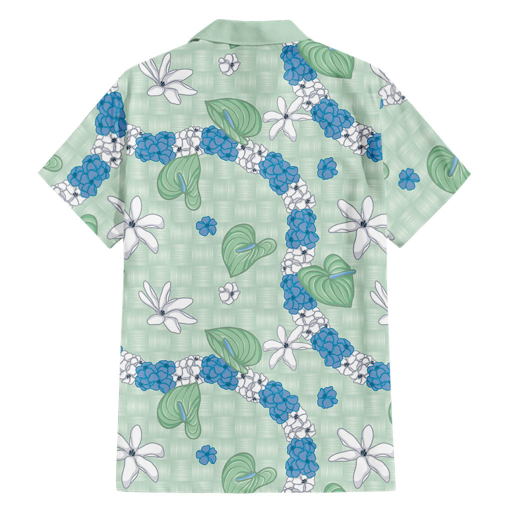 Hawaii Anthurium Tiare Pikake Lei Family Matching Short Sleeve Bodycon Dress and Hawaiian Shirt Omaomao Lauhala Art Pattern