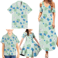 Hawaii Anthurium Tiare Pikake Lei Family Matching Summer Maxi Dress and Hawaiian Shirt Omaomao Lauhala Art Pattern