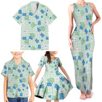 Hawaii Anthurium Tiare Pikake Lei Family Matching Tank Maxi Dress and Hawaiian Shirt Omaomao Lauhala Art Pattern