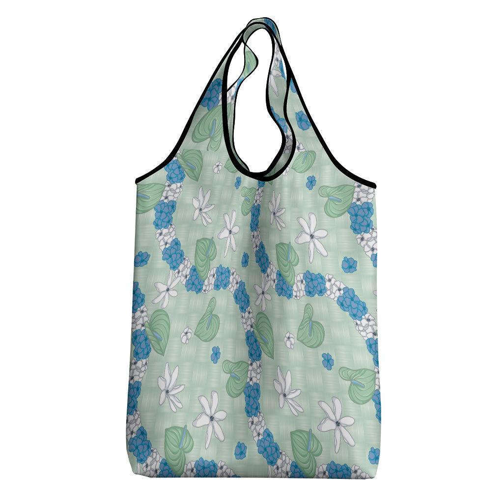 Hawaii Anthurium Tiare Pikake Lei Grocery Bag Omaomao Lauhala Art Pattern LT01 - Polynesian Pride