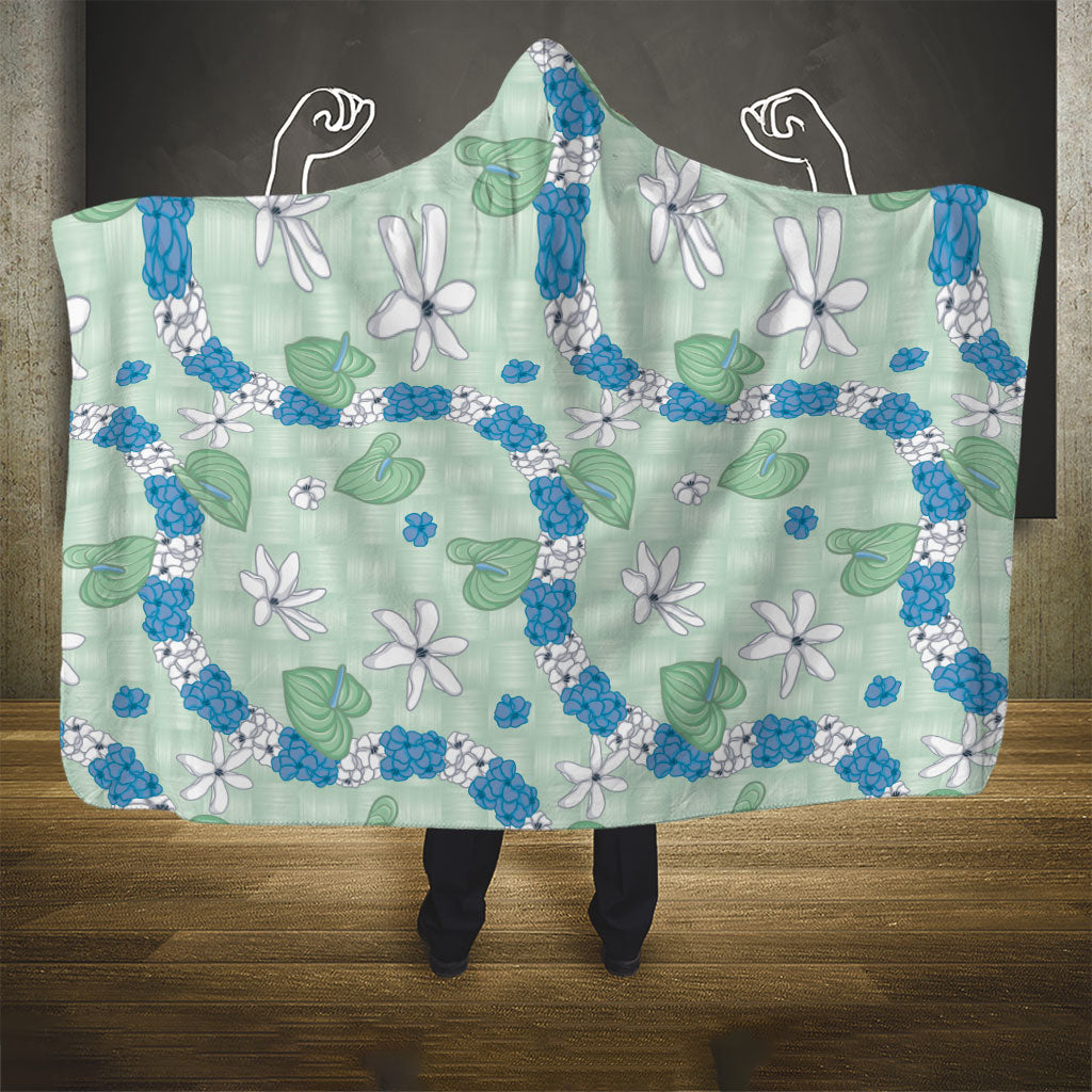 Hawaii Anthurium Tiare Pikake Lei Hooded Blanket Omaomao Lauhala Art Pattern LT01 - Polynesian Pride