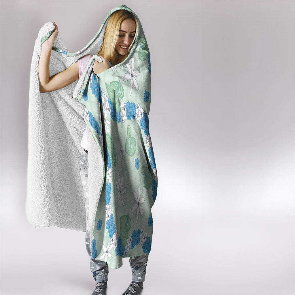 Hawaii Anthurium Tiare Pikake Lei Hooded Blanket Omaomao Lauhala Art Pattern LT01 - Polynesian Pride