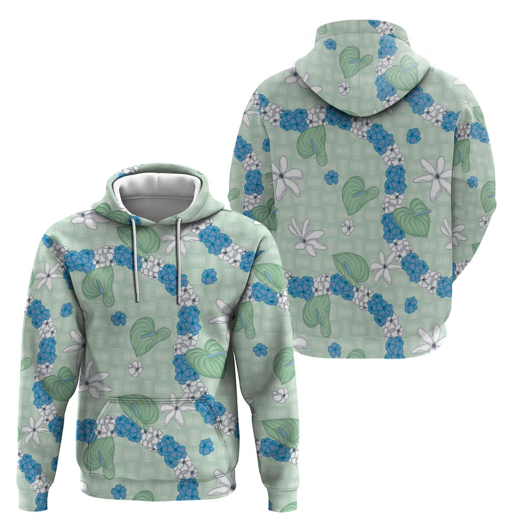 Hawaii Anthurium Tiare Pikake Lei Hoodie Omaomao Lauhala Art Pattern