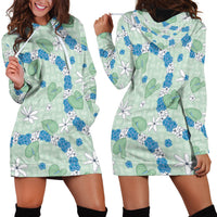 Hawaii Anthurium Tiare Pikake Lei Hoodie Dress Omaomao Lauhala Art Pattern
