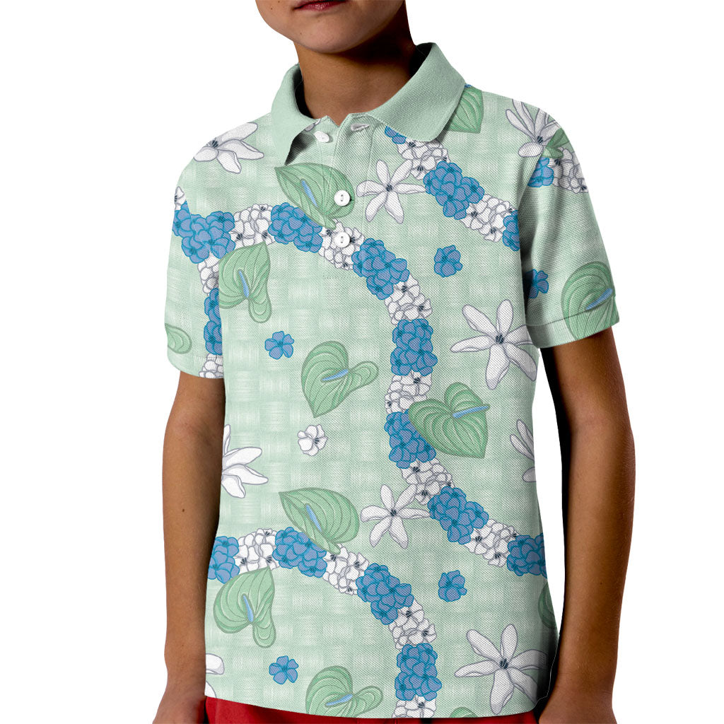 Hawaii Anthurium Tiare Pikake Lei Kid Polo Shirt Omaomao Lauhala Art Pattern