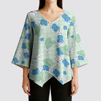 Hawaii Anthurium Tiare Pikake Lei Kimono Sleeve Blouse Omaomao Lauhala Art Pattern LT01 - Polynesian Pride