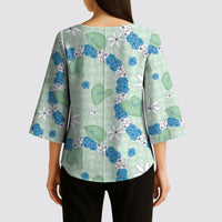 Hawaii Anthurium Tiare Pikake Lei Kimono Sleeve Blouse Omaomao Lauhala Art Pattern LT01 - Polynesian Pride