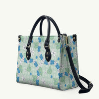 Hawaii Anthurium Tiare Pikake Lei Leather Bag Omaomao Lauhala Art Pattern LT01 Green - Polynesian Pride