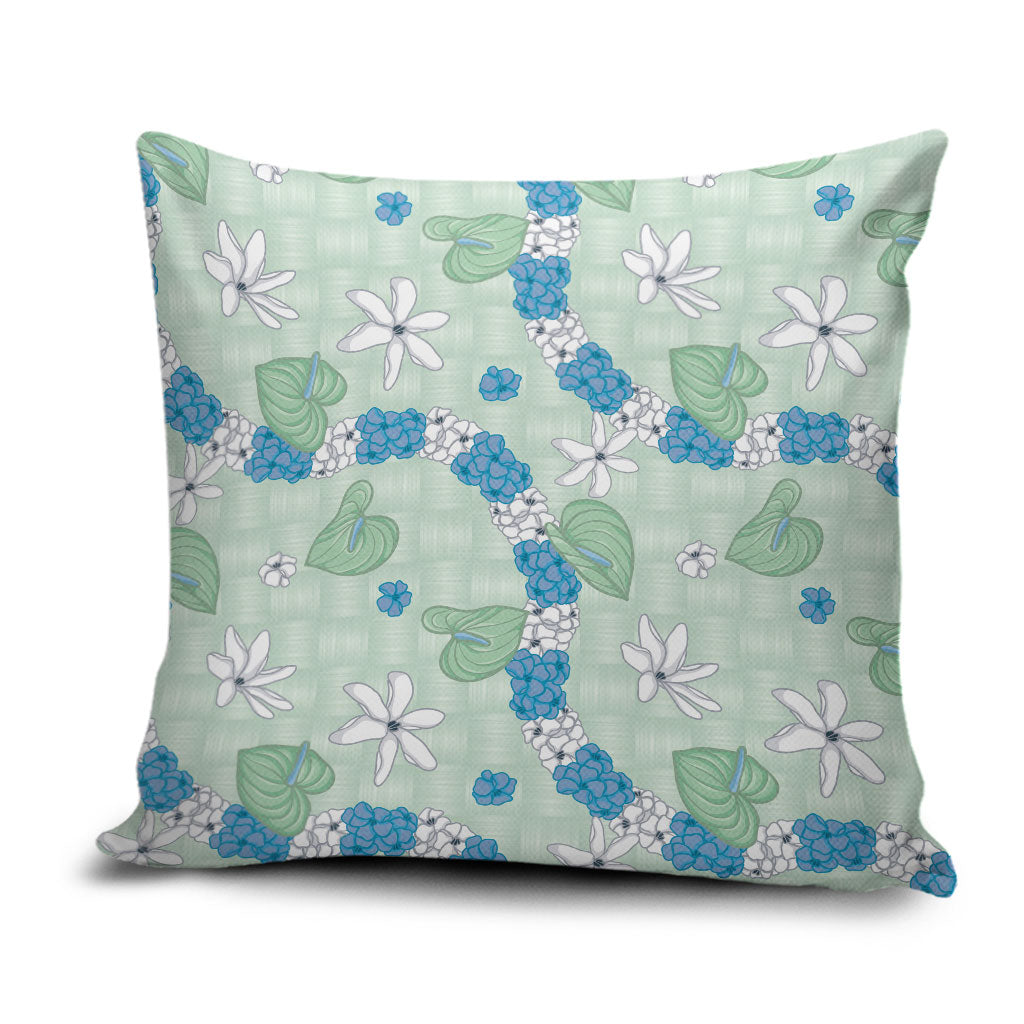 Hawaii Anthurium Tiare Pikake Lei Pillow Cover Omaomao Lauhala Art Pattern