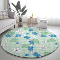 Hawaii Anthurium Tiare Pikake Lei Round Carpet Omaomao Lauhala Art Pattern LT01 - Polynesian Pride