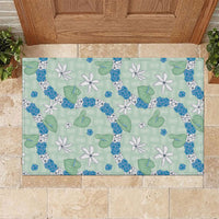 Hawaii Anthurium Tiare Pikake Lei Rubber Doormat Omaomao Lauhala Art Pattern LT01 Green - Polynesian Pride