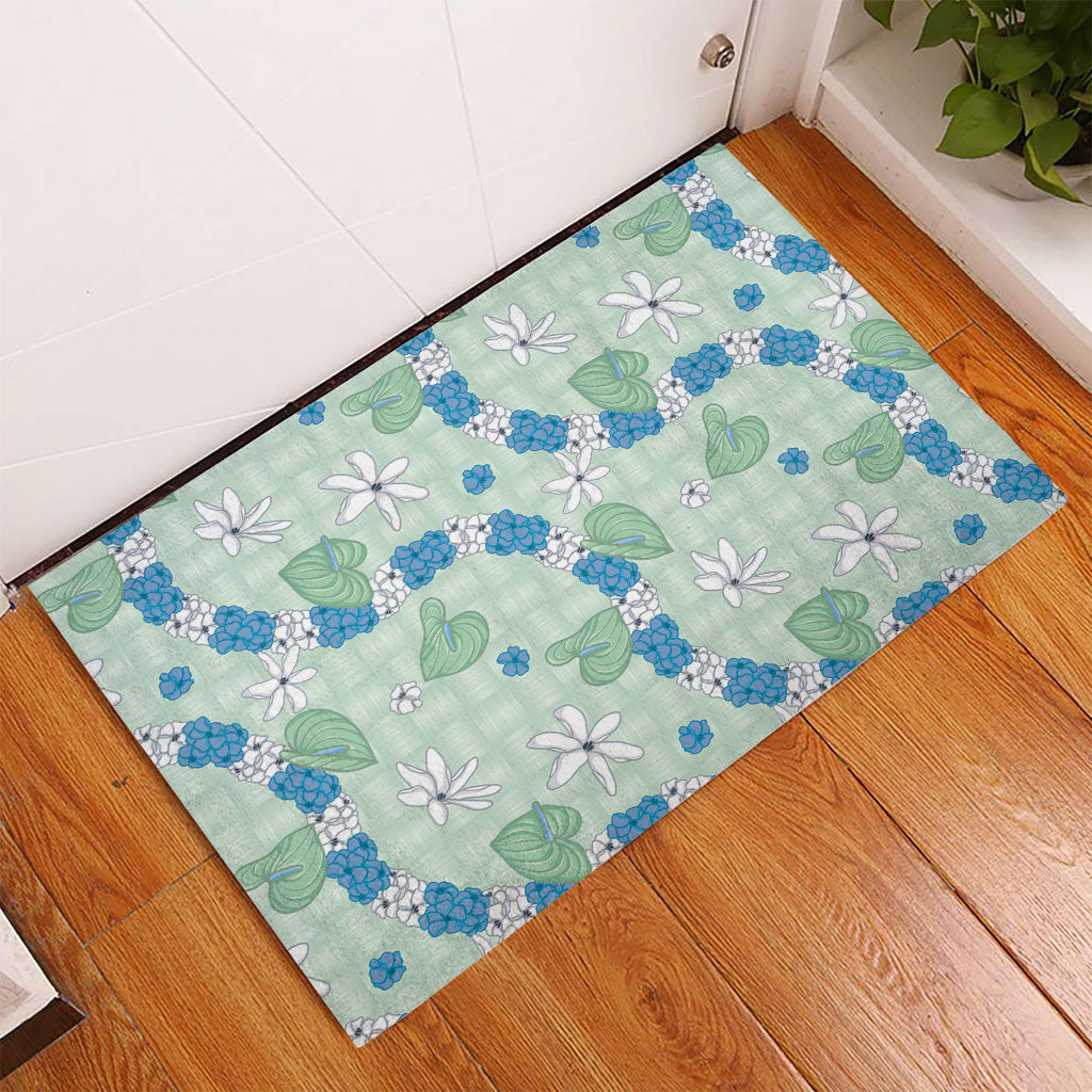 Hawaii Anthurium Tiare Pikake Lei Rubber Doormat Omaomao Lauhala Art Pattern LT01 - Polynesian Pride
