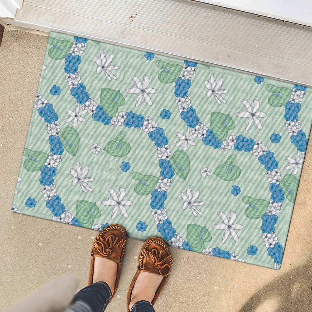 Hawaii Anthurium Tiare Pikake Lei Rubber Doormat Omaomao Lauhala Art Pattern LT01 - Polynesian Pride