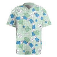 Hawaii Anthurium Tiare Pikake Lei Rugby Jersey Omaomao Lauhala Art Pattern LT01 Green - Polynesian Pride