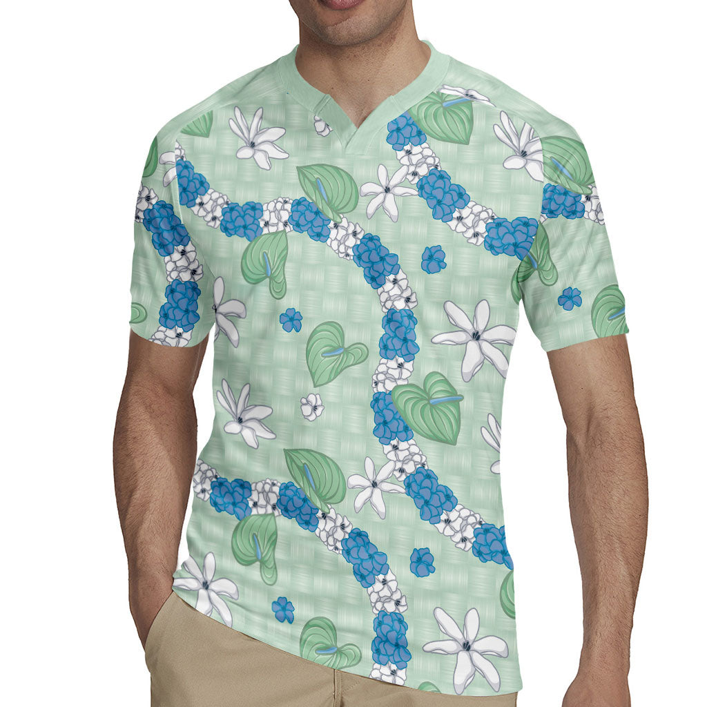 Hawaii Anthurium Tiare Pikake Lei Rugby Jersey Omaomao Lauhala Art Pattern LT01 - Polynesian Pride