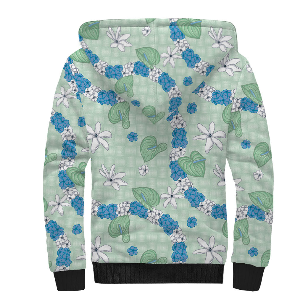 Hawaii Anthurium Tiare Pikake Lei Sherpa Hoodie Omaomao Lauhala Art Pattern LT01 - Polynesian Pride