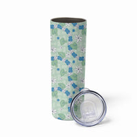 Hawaii Anthurium Tiare Pikake Lei Skinny Tumbler Omaomao Lauhala Art Pattern LT01 - Polynesian Pride