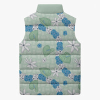 Hawaii Anthurium Tiare Pikake Lei Sleeveless Puffer Jacket Omaomao Lauhala Art Pattern LT01 - Polynesian Pride