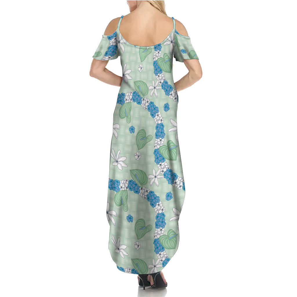 Hawaii Anthurium Tiare Pikake Lei Summer Maxi Dress Omaomao Lauhala Art Pattern LT01 - Polynesian Pride