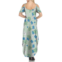 Hawaii Anthurium Tiare Pikake Lei Summer Maxi Dress Omaomao Lauhala Art Pattern LT01 - Polynesian Pride