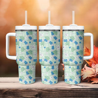 Hawaii Anthurium Tiare Pikake Lei Tumbler With Handle Omaomao Lauhala Art Pattern LT01 - Polynesian Pride