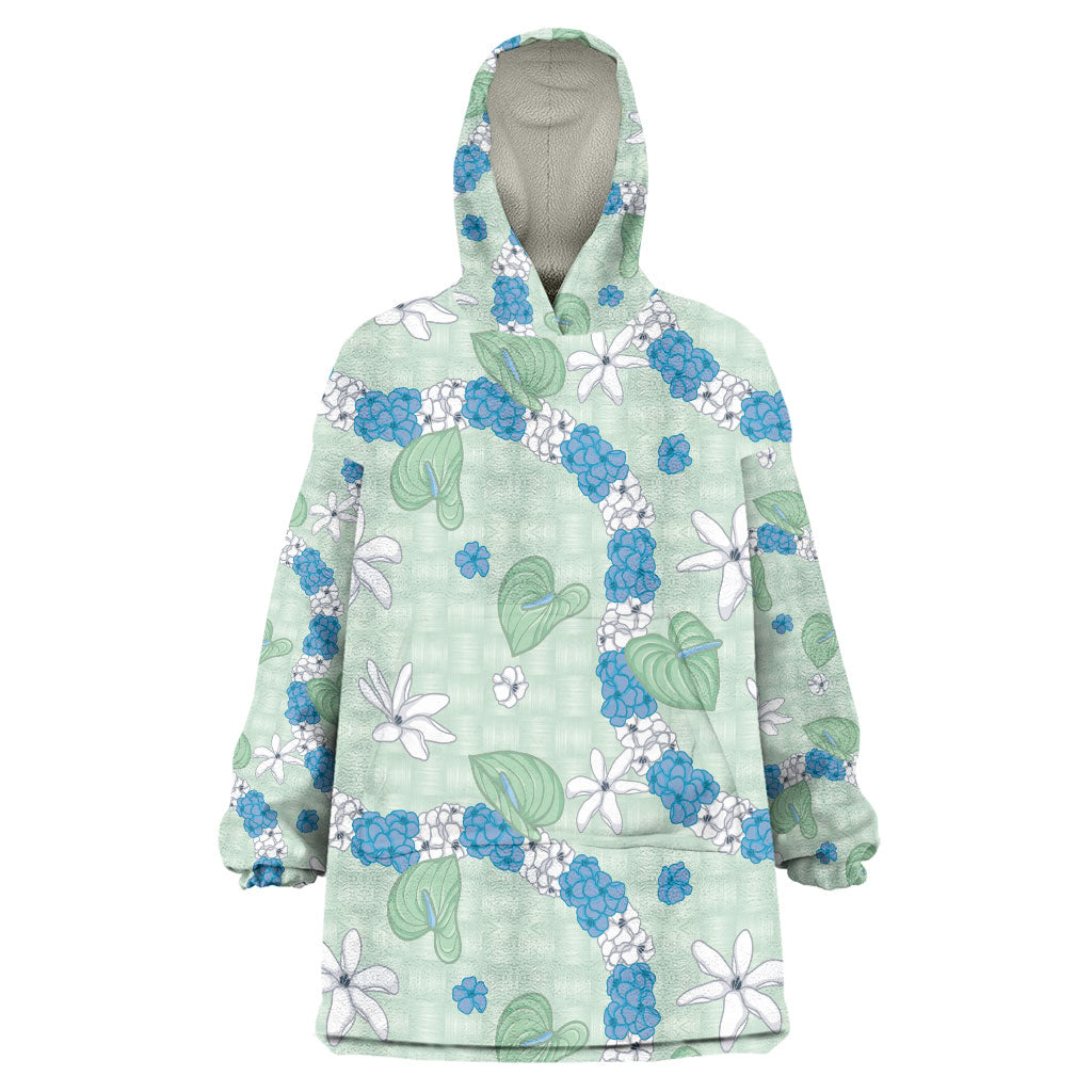 Hawaii Anthurium Tiare Pikake Lei Wearable Blanket Hoodie Omaomao Lauhala Art Pattern LT01 One Size Green - Polynesian Pride