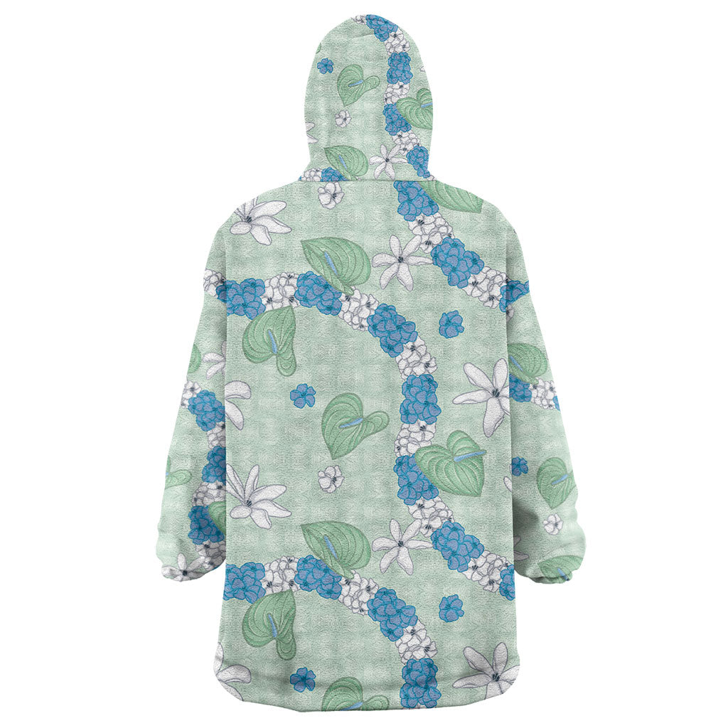 Hawaii Anthurium Tiare Pikake Lei Wearable Blanket Hoodie Omaomao Lauhala Art Pattern LT01 - Polynesian Pride