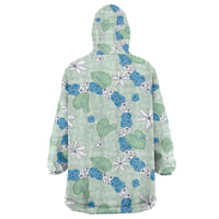 Hawaii Anthurium Tiare Pikake Lei Wearable Blanket Hoodie Omaomao Lauhala Art Pattern LT01 - Polynesian Pride