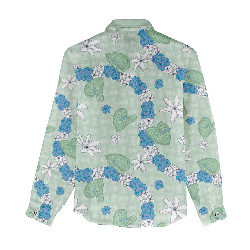 Hawaii Anthurium Tiare Pikake Lei Women Casual Shirt Omaomao Lauhala Art Pattern LT01 - Polynesian Pride