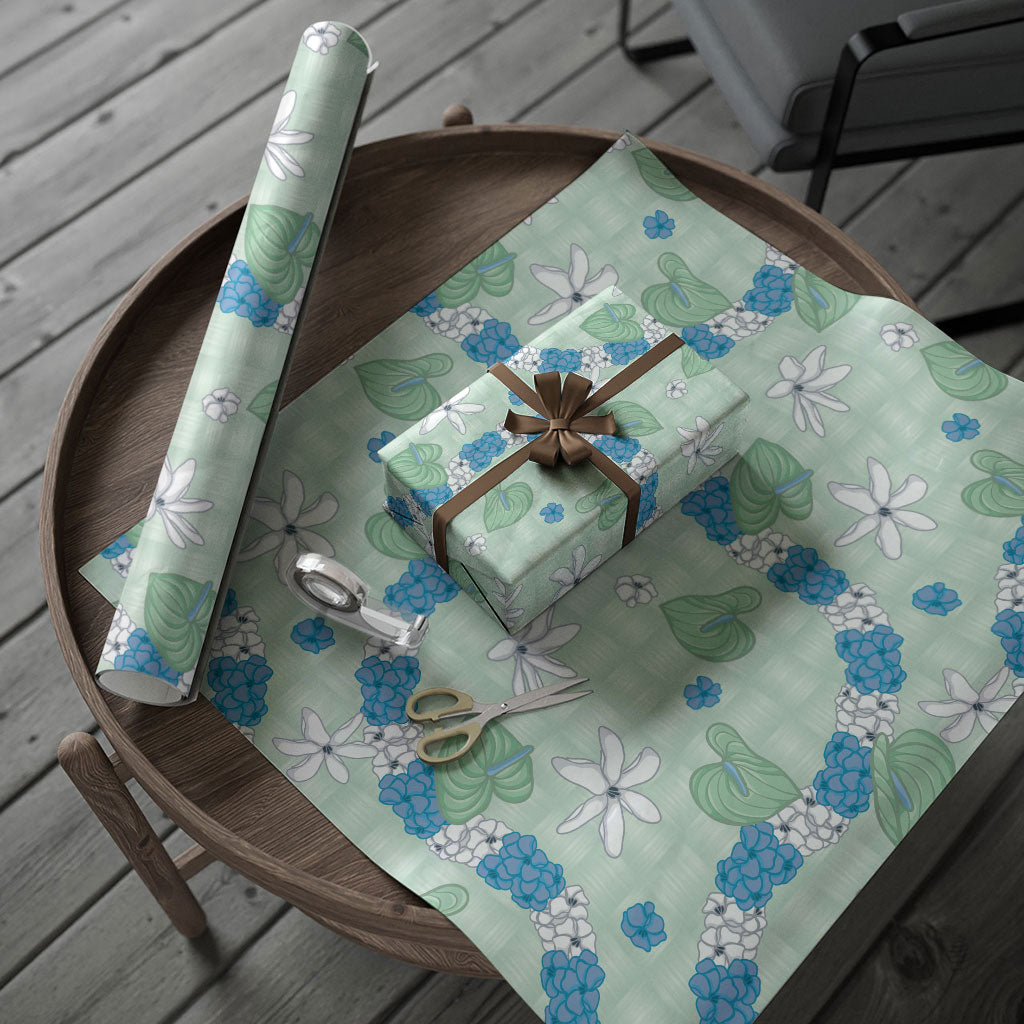 Hawaii Anthurium Tiare Pikake Lei Wrapping Paper Omaomao Lauhala Art Pattern LT01 - Polynesian Pride