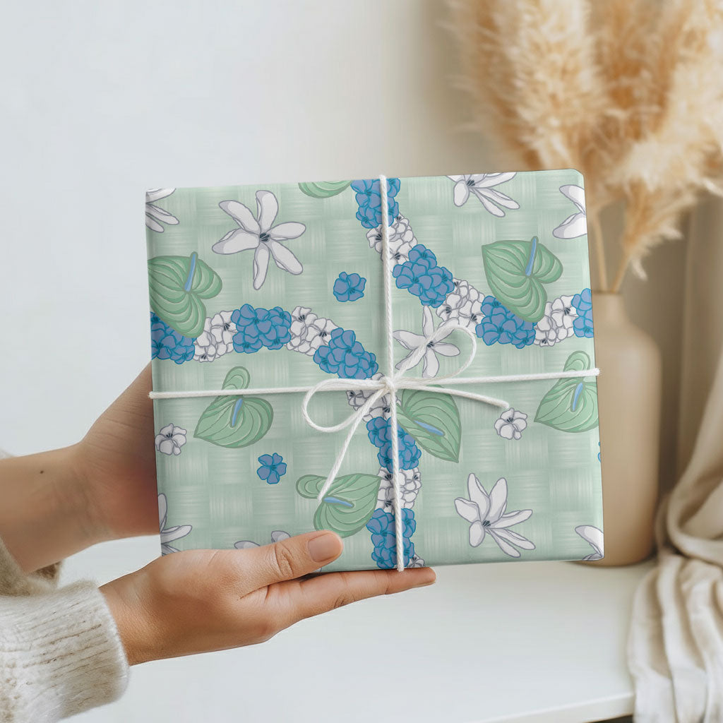Hawaii Anthurium Tiare Pikake Lei Wrapping Paper Omaomao Lauhala Art Pattern LT01 - Polynesian Pride
