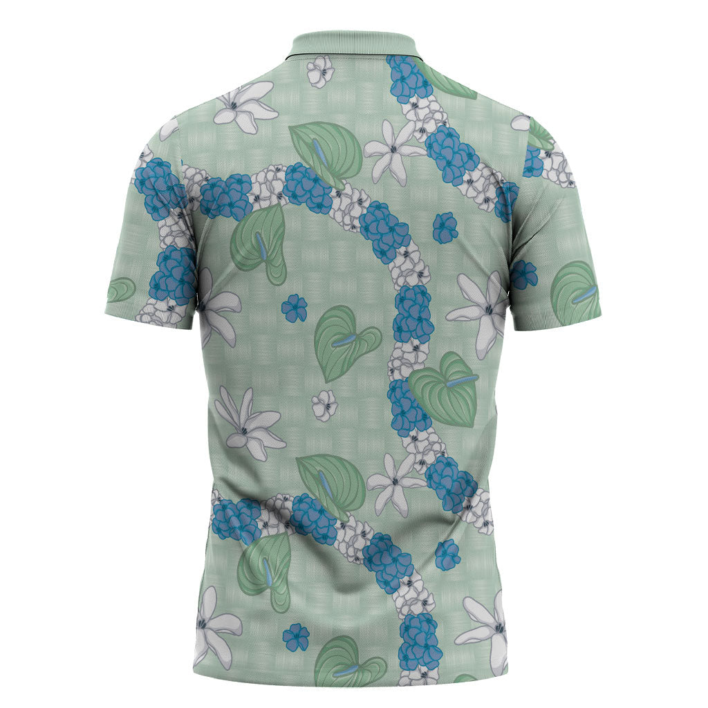 Hawaii Anthurium Tiare Pikake Lei Zipper Polo Shirt Omaomao Lauhala Art Pattern LT01 - Polynesian Pride